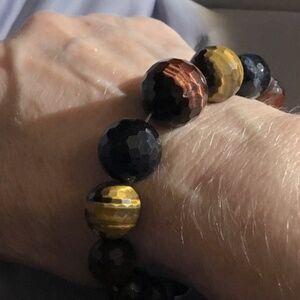 Multi-Color Tiger Eye Gem Cut Bracelet~Made of Stone